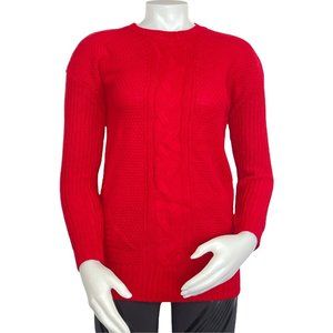 🌹Women’s Sweater Size XS Arizona Jean Co Classic Cable-Knit Crewneck Red